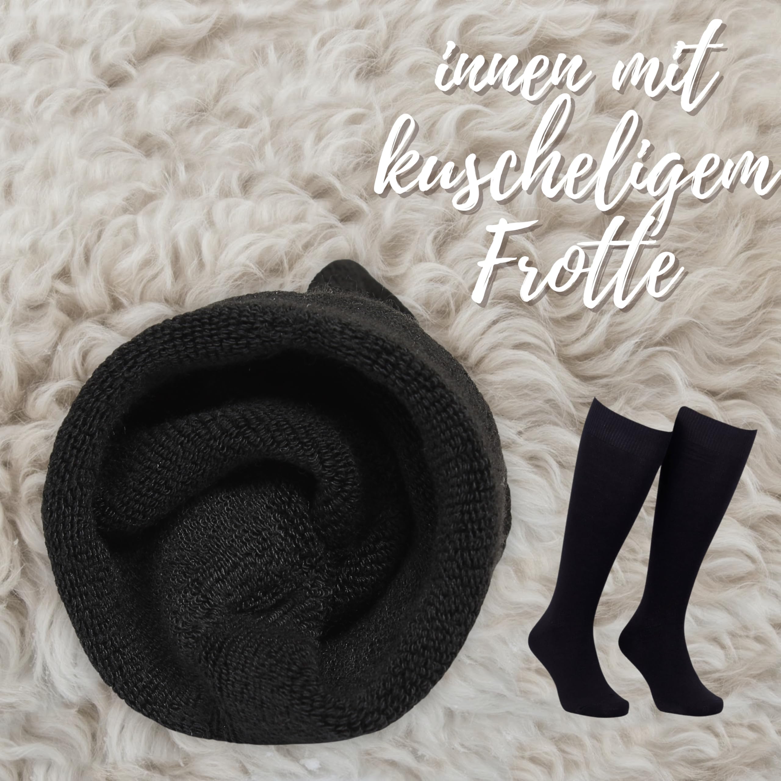 Generisch Kniestrümpfe Thermostrümpfe Thermo Damen Herren (4x Paar) Thermosocken Wintersocken Wollsocken Winter Ski Vollfrottee Innenfrottee