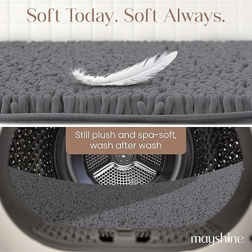 Miniatura 79 de Tapete de baño extra largo de felpilla suave, tapete de microfibra absorbente, lavable a máquina y antideslizante para puerta, baño, habitación