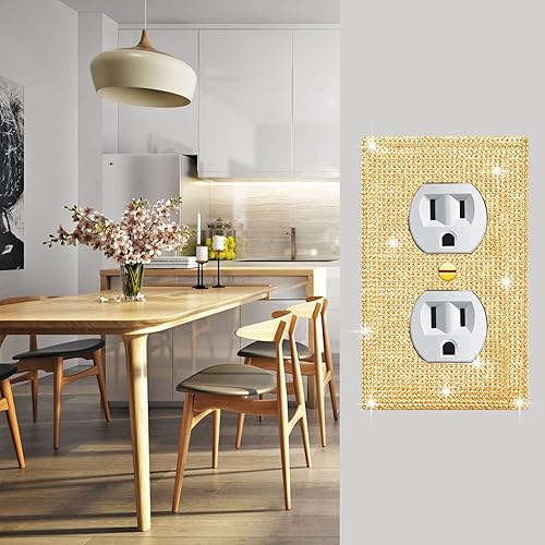 Miniatura 3 de Gaocai 4 piezas de diamantes de imitación dorados plateados brillantes para placa de pared, placas decorativas para interruptores, cubierta de