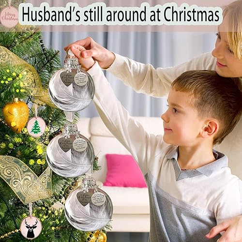 Miniatura 3 de Regalos de condolencias por la pérdida del marido, adorno conmemorativo de Navidad transparente, bola de plumas, A Piece of My Heart is in Heaven,