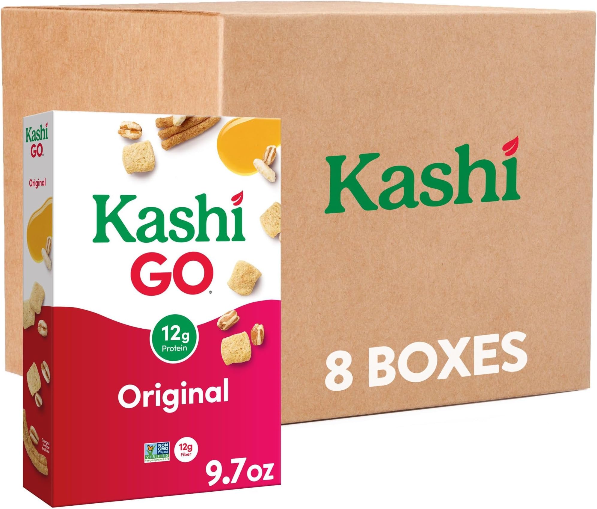 Kashi GO Breakfast Cereal, Fiber Cereal, Family Breakfast, Original (8 Boxes)