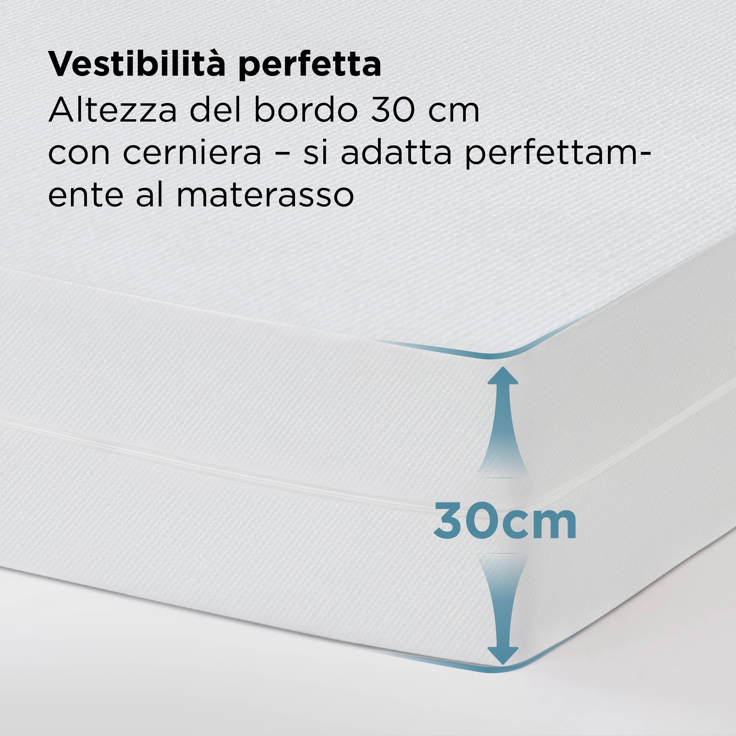 BEDSURE Coprimaterasso 160 x 190 x 30 cm - Protezione Anti Acari e Cimici | Traspirante, Antiscivolo, Lavabile 40°C, Certificato Oeko-Tex, Morbido con Cerniera
