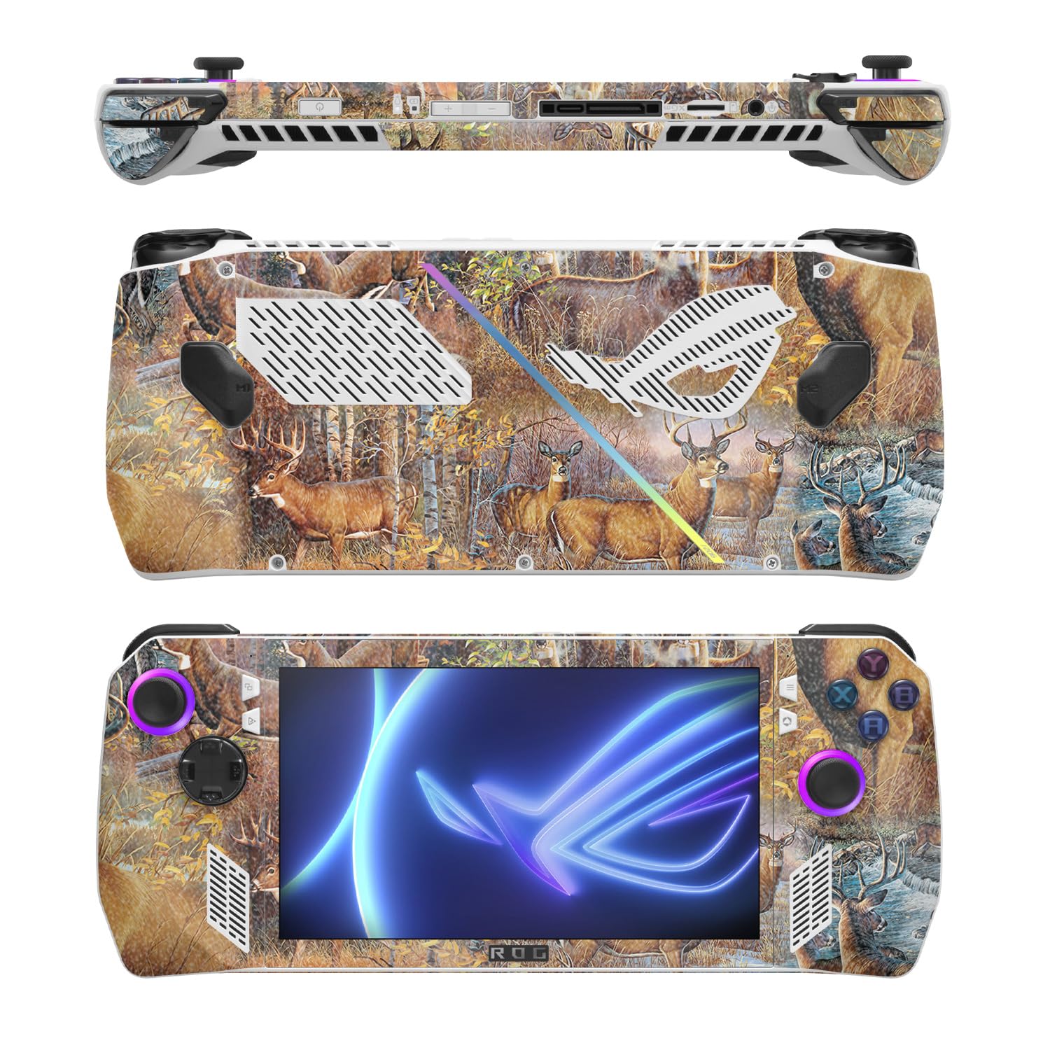 MightySkins Glossy Glitter Skin Compatible with Asus ROG Ally - Deer Pattern | Protective, Durable High-Gloss Glitter Finish | Easy to Apply