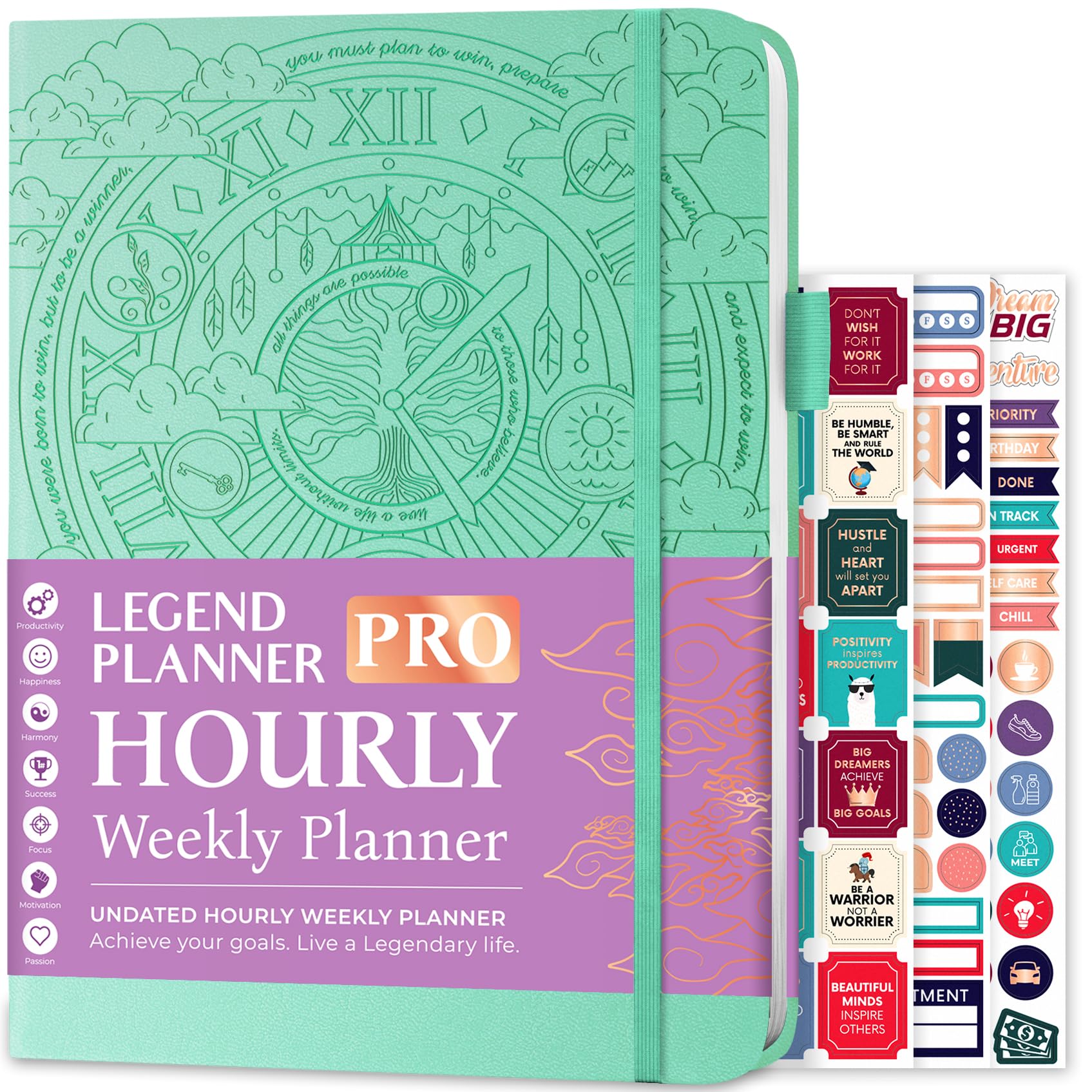 Legend Planner PRO - Agenda settimanale e giornaliera non datata, edizione oraria, con fessure orarie, agenda per appuntamenti per lavoro e vita personale, formato A4, copertina rigida, colore