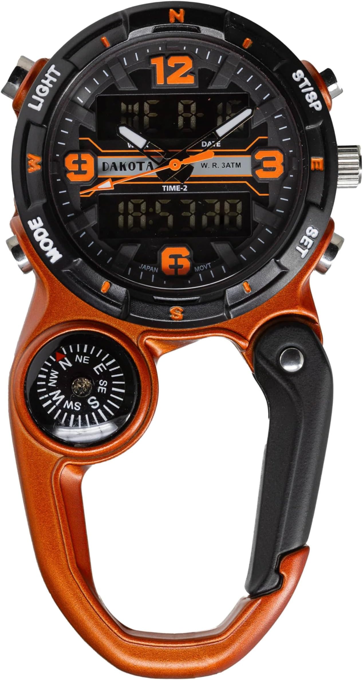 Dakota Digital Clip, Quality Pocket Watch, Fob Alarm, Stopwatch, Timer and Dual Time, Premium Durability Outdoor Gifts for Men, Use for Fishing Hunting, and More, Tactical Digital, Clip On Watch