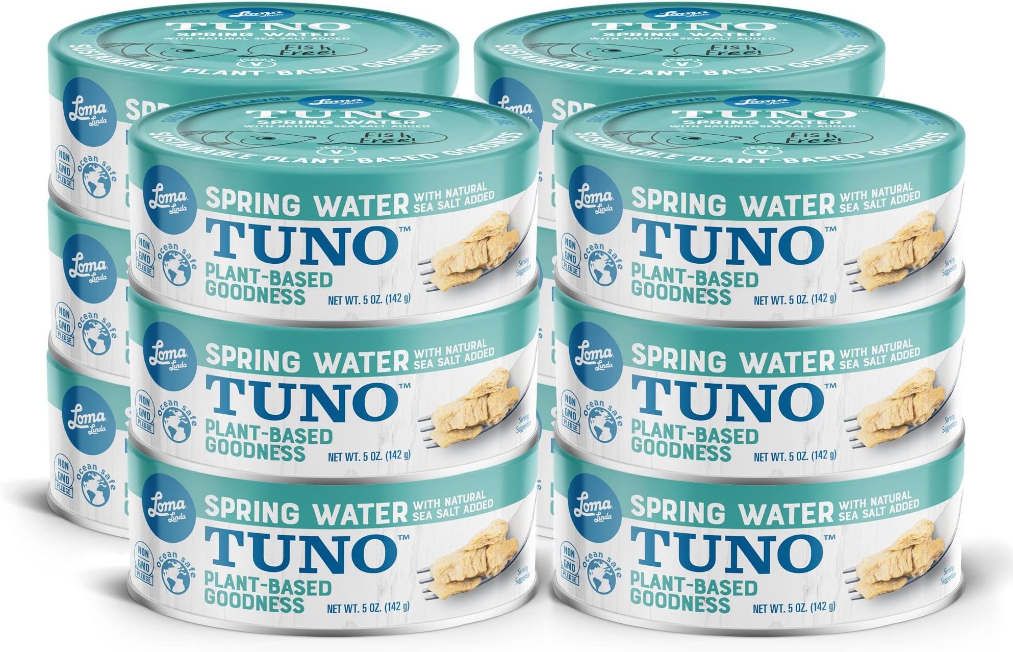 Vegan Tuna Plant Based Alternative - Loma Linda Tuno Meatless Fish Substitute in Spring Water, High Protein Seafood Alternative, Vegetarian Tuna Replacement, Non-GMO, Ready to Eat, 5 oz Cans (12 Pack)