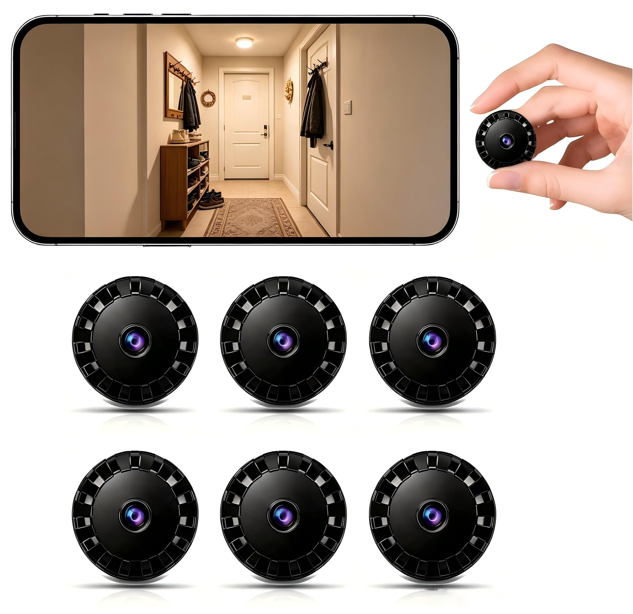 6 PCS Caméra Espion Mini WiFi sans Fil 2026 HD 1080P, Caméra de Sécurité Surveillance Intérieure Extérieure, Vision Nocturne, Application Smartphone pour la Surveillance des Bébés et Animaux X/G2