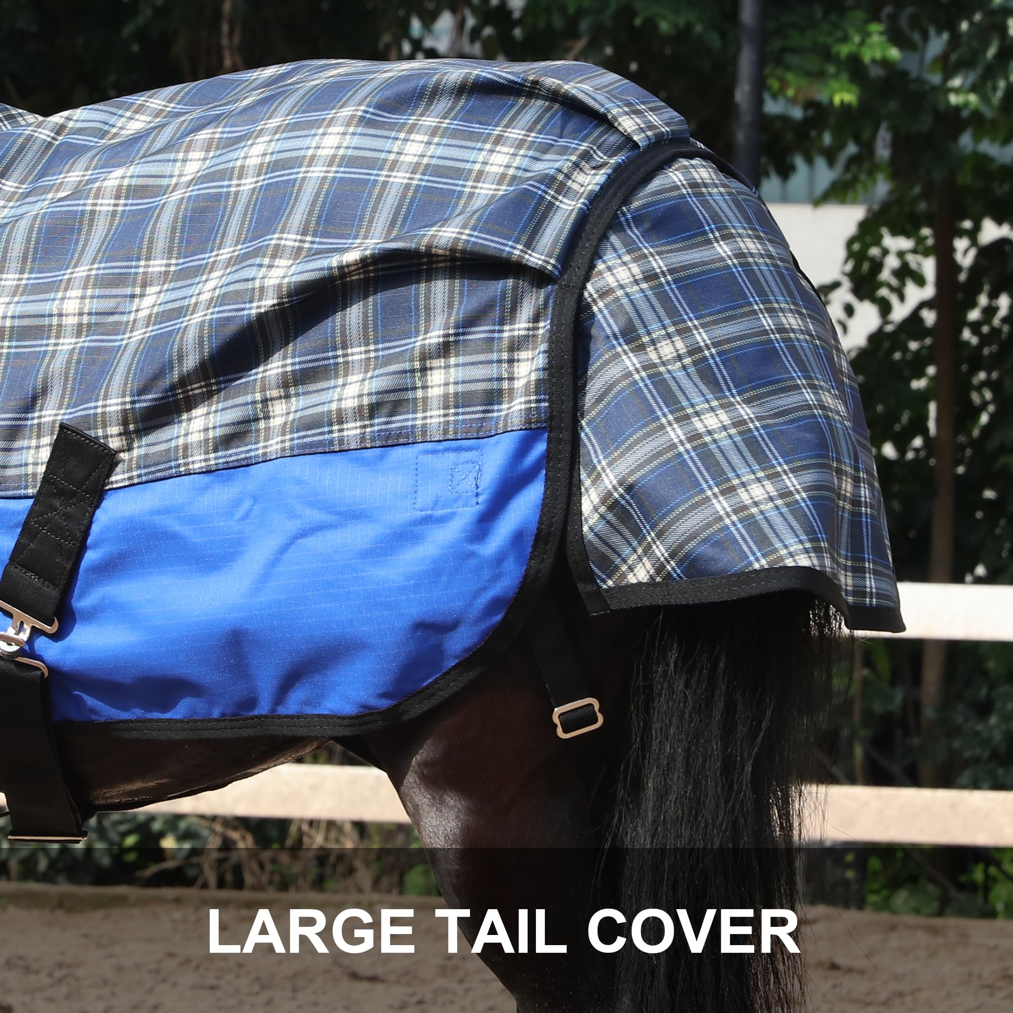 Leberna Coperta per cavallo 600D Ripstop impermeabile per cavallo Shetland, pony, asino e cavallo in miniatura (senza imbottitura) (plaid blu, 90 cm)