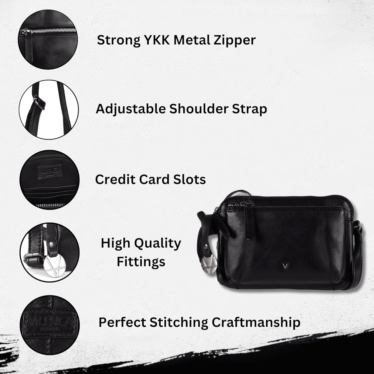 Genuine Italian Leather Small Crossbody Sling Bag RFID Protected Trendy Casual Office with Adjustable Strap - Image 2