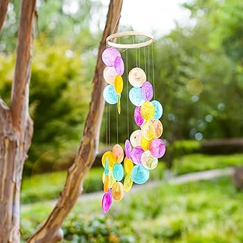 Amazon.com: Rainbow Capiz Seashell Wind Chimes Outdoor