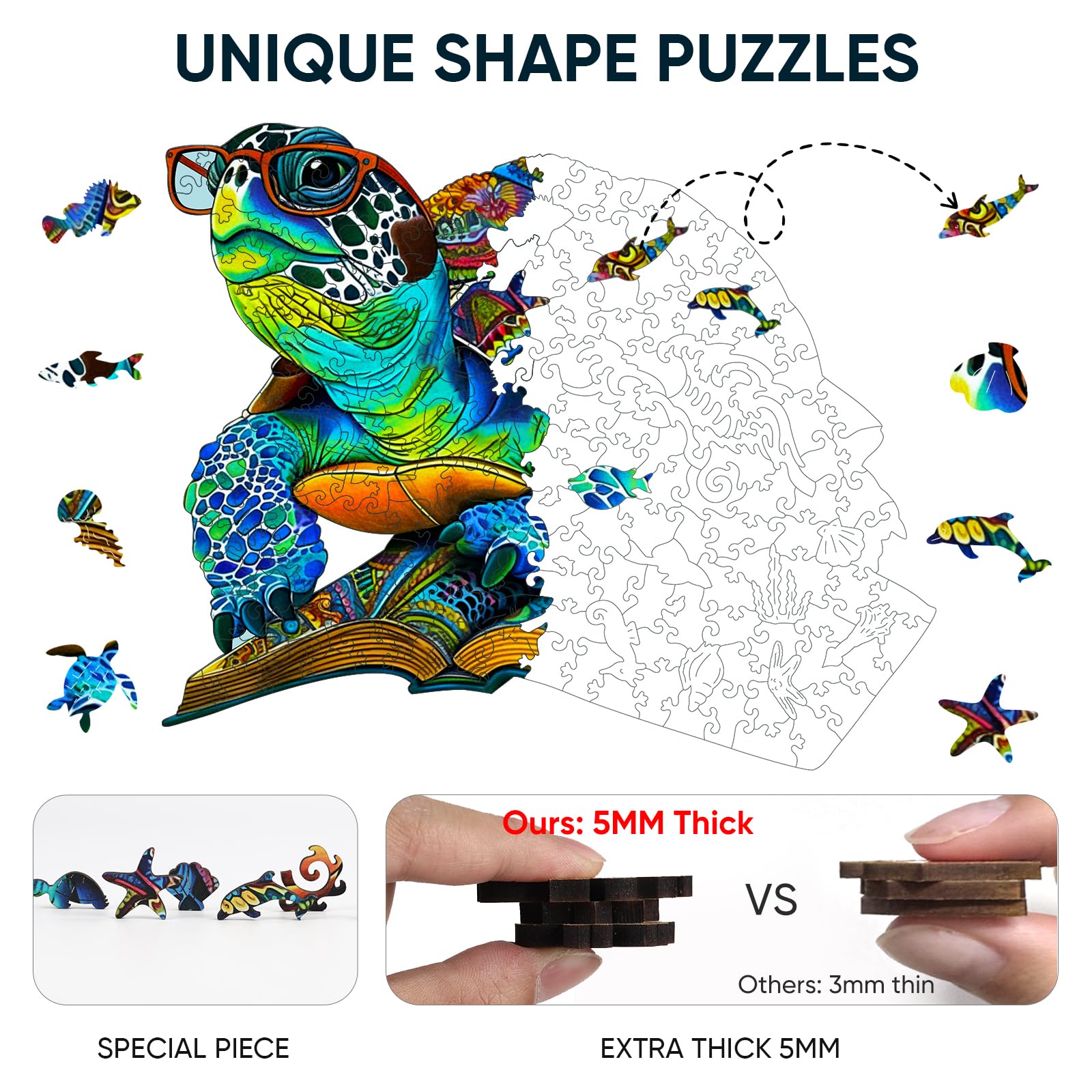 SATOMI アートプリント 3枚セット 龍 猿 蛇 Amazon.com: Mys Aurora Sea Turtle Puzzles for Adults, 200 Pieces