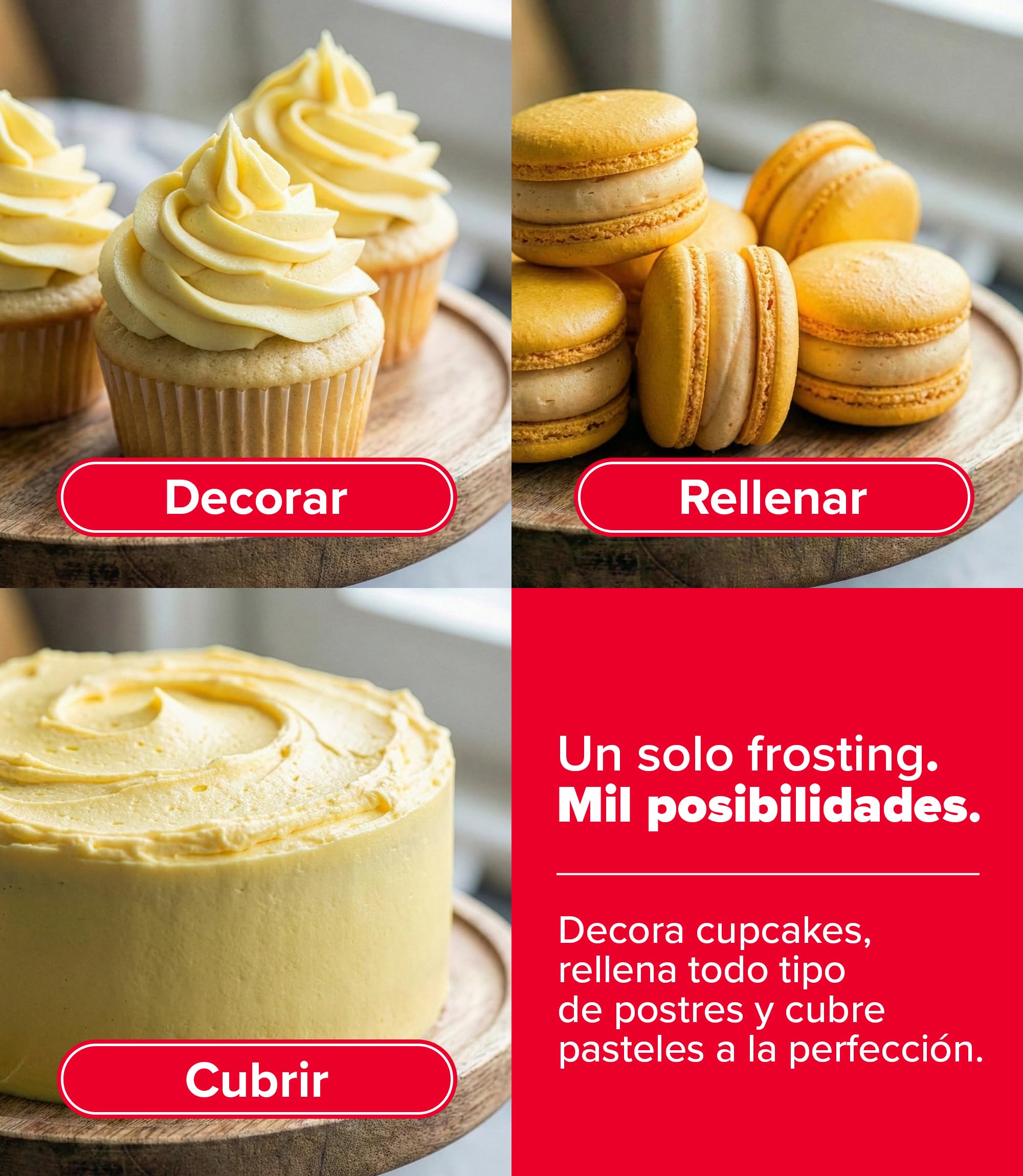 dekora Preparado en polvo para crema sabor vainilla Frosting Buttercream 300 g sin gluten