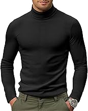 Mens Turtleneck T Shirt Long Sleeve Ribbed Slim Fit Knitted Jumper High Roll Neck Top Basic Warm Pullover