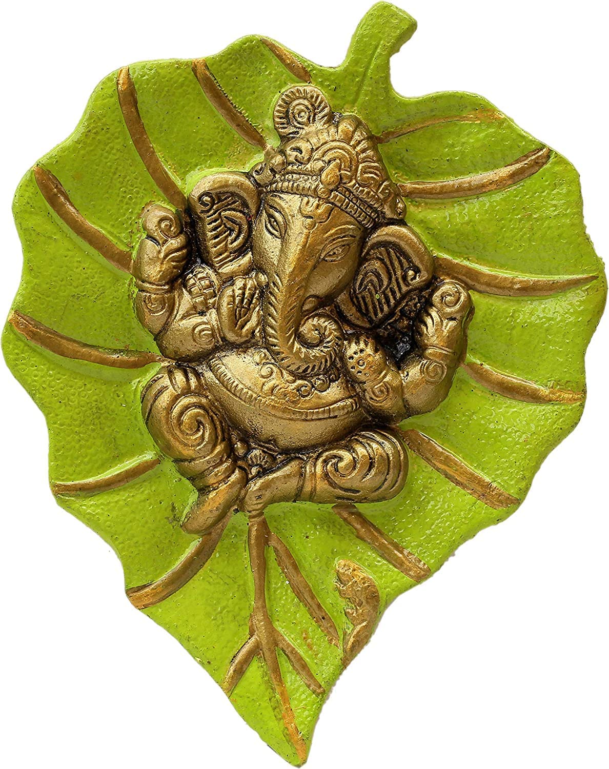 Craft Trade Ganesha Wall Decor - Living Room Metal Wall Hanging Show Pieces for Home Decor - Vastu Items for Home for Good Luck - 7.5x6 Inches (Parrot Green)