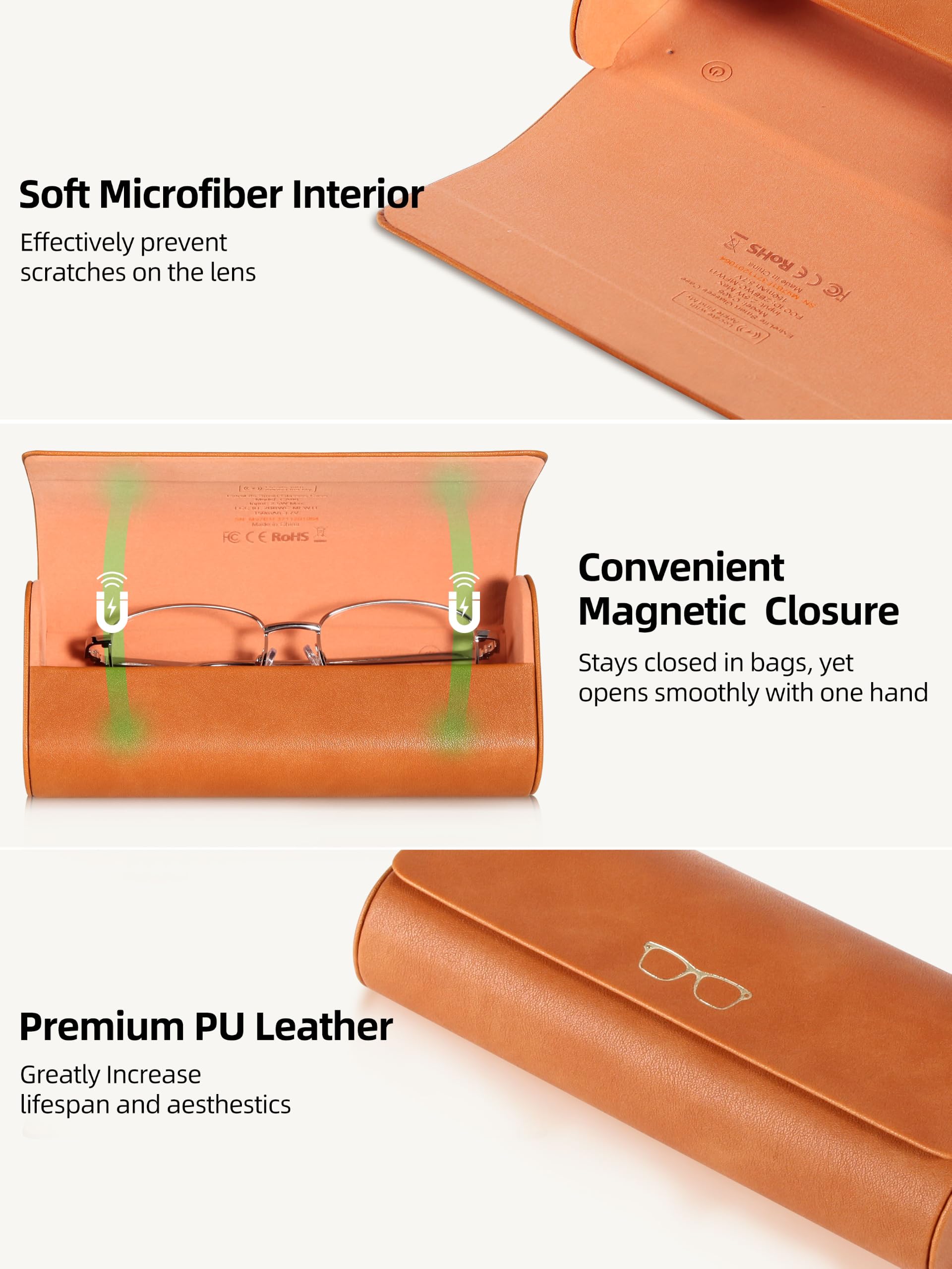 ExtreLife Smart Brillenetui, Funktioniert mit Apple Find My, Hartschalen-Sonnenbrillenetui für Damen Herren, Brillenetui mit GPS-Tracker, PU-Leder, Anti-Verlust, Wiederaufladbar, Braun