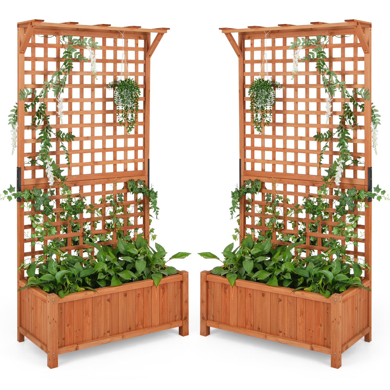 HAPPYGRILL Raised Garden Bed with Trellis, 72.5