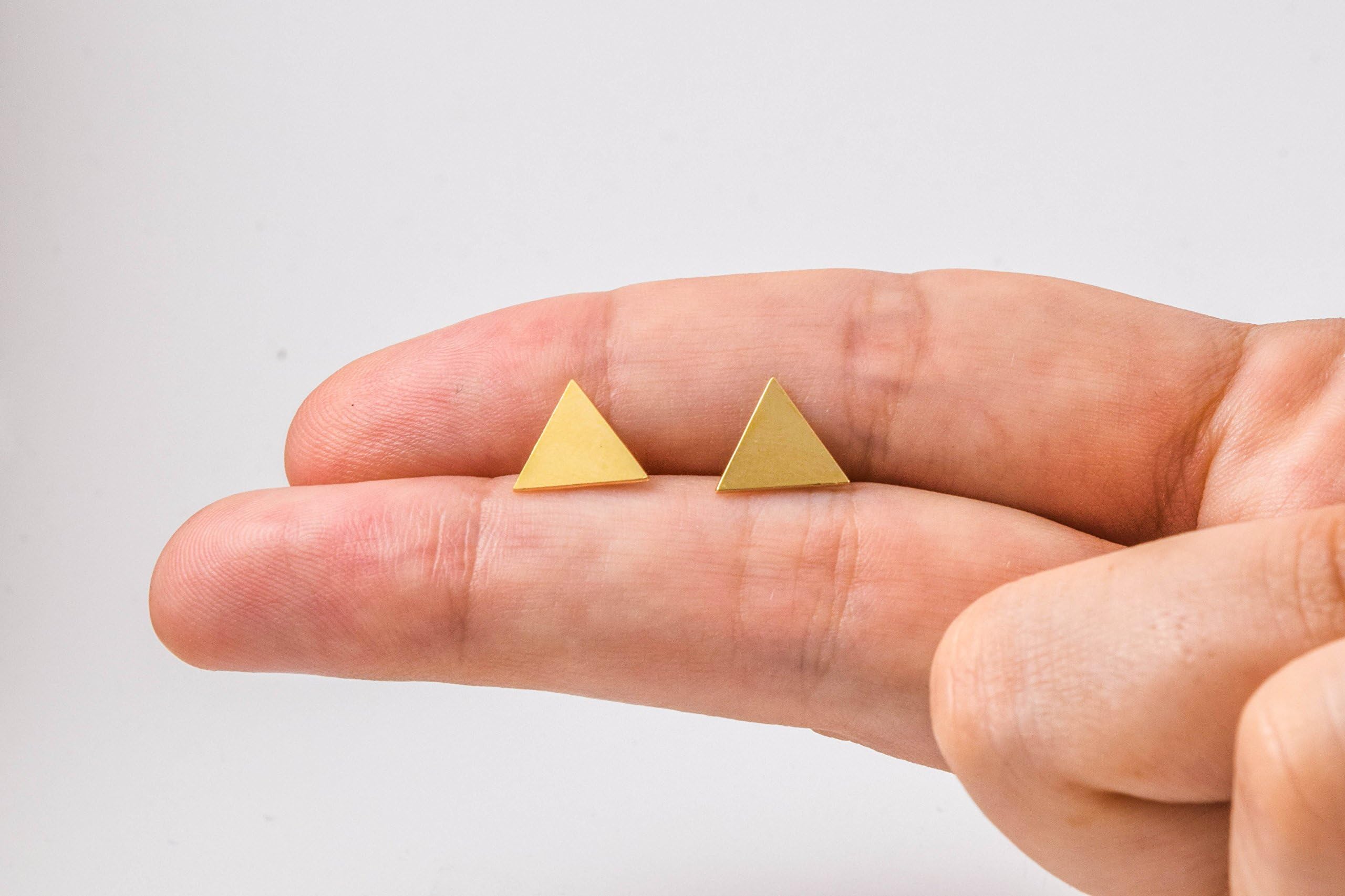 Stud TRIANGLE EARRINGS, Triangle Earrings, Triangle Studs, Geometric Earrings, Gold Plated Studs, Gift for Her, Wife Gift, Girlfriend Gift