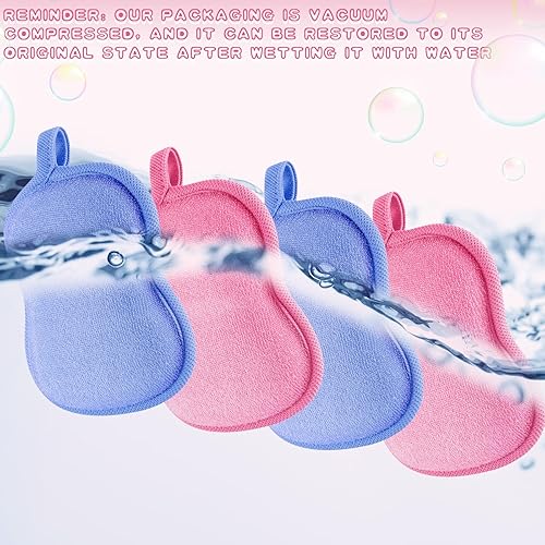 Miniatura 20 de Tatuo Esponja de baño para bebé, 4 piezas, esponja de algodón suave y absorbente, esponja para niños, bebés, hombres y mujeres (rojo, morado)