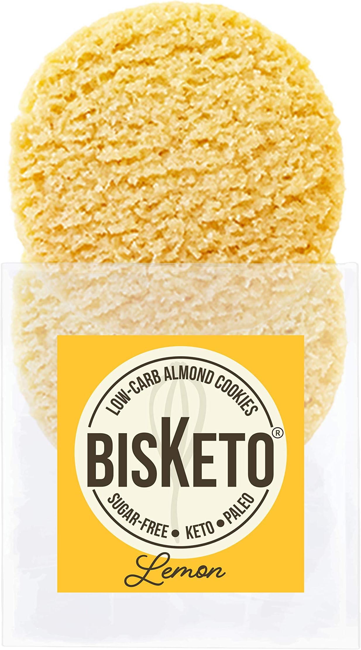 Low Carb Cookies BisKeto - Keto Snacks, Low Net Carbs, No Sugar, Gluten & Grain Free - Box with 6 Packs,12 Cookies (Lemon) - Ketogenic Diet Friendly & Healthy Snack Food
