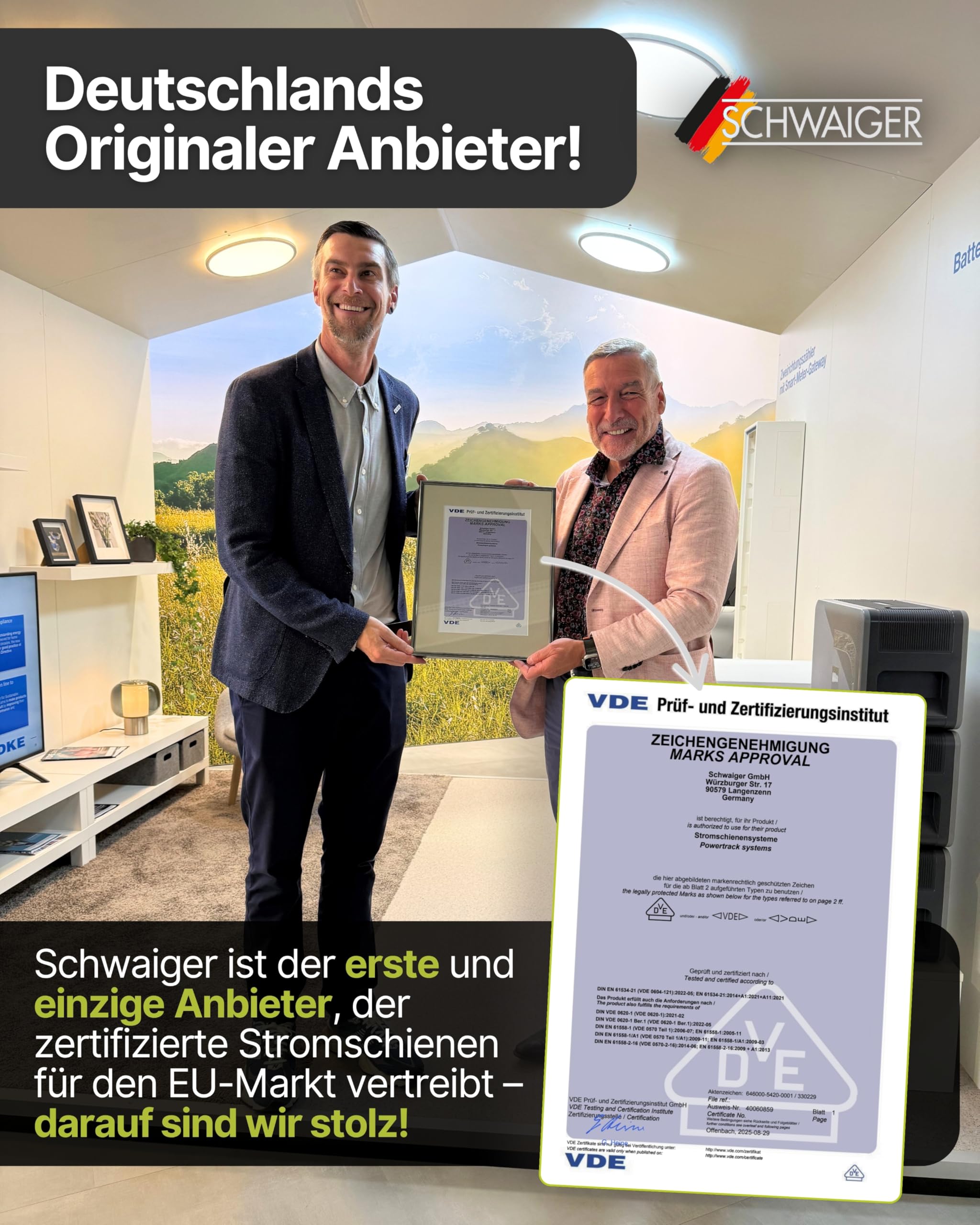SCHWAIGER Konfigurierbare Steckdosenleiste I 50 cm in Schwarz I Stromschiene im Alu-Design für modulare Steckdosen I Individuell einstellbar I VDE geprüft & perfekt für Küche, Büro & Werkstatt