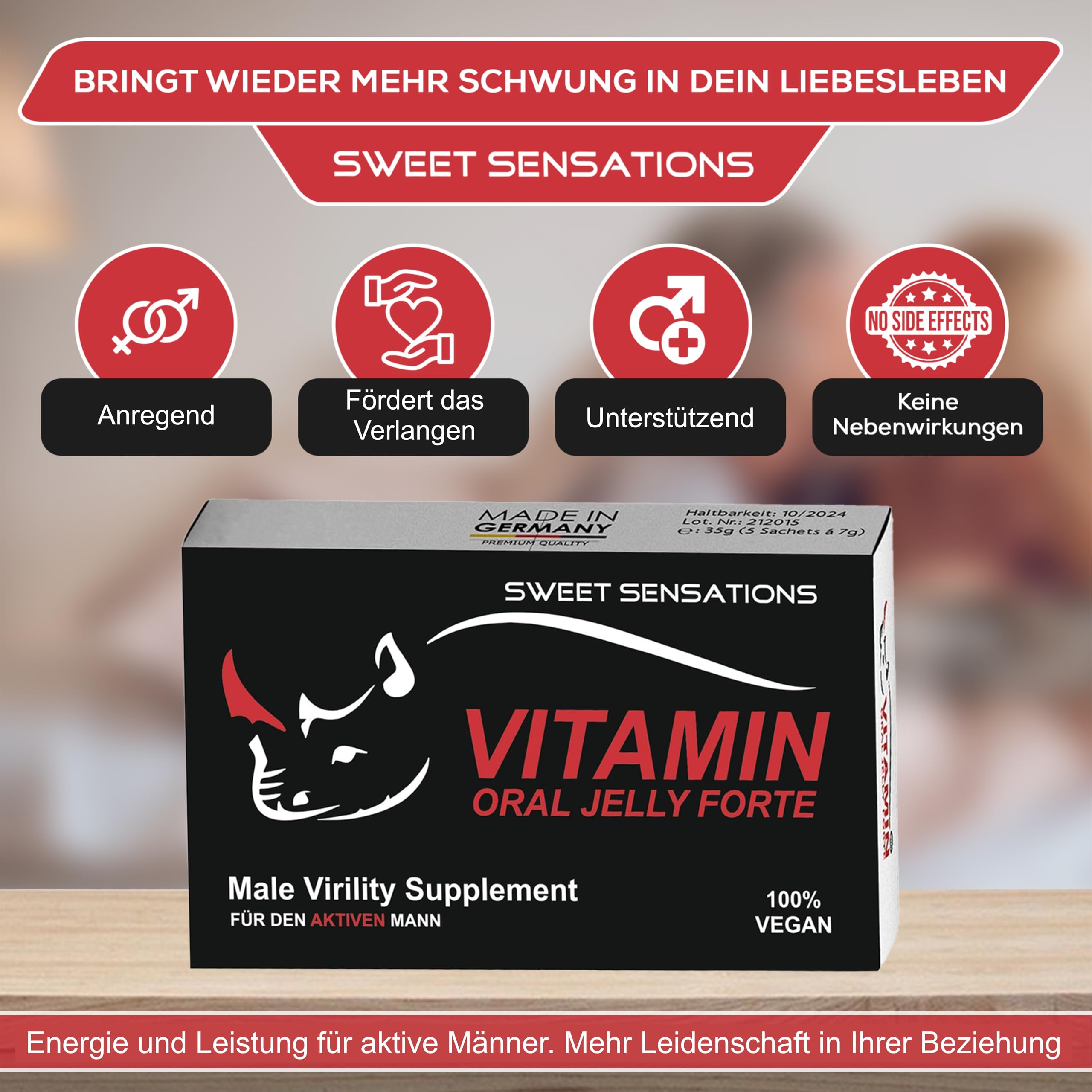 Complejo Vitamínico con Maca con Tribulus, Vitamin Oral Jelly Forte, Fórmula Natural para Hombres Extra Fuerte, HACCP en Alemania, 2 Paquetes de Prueba