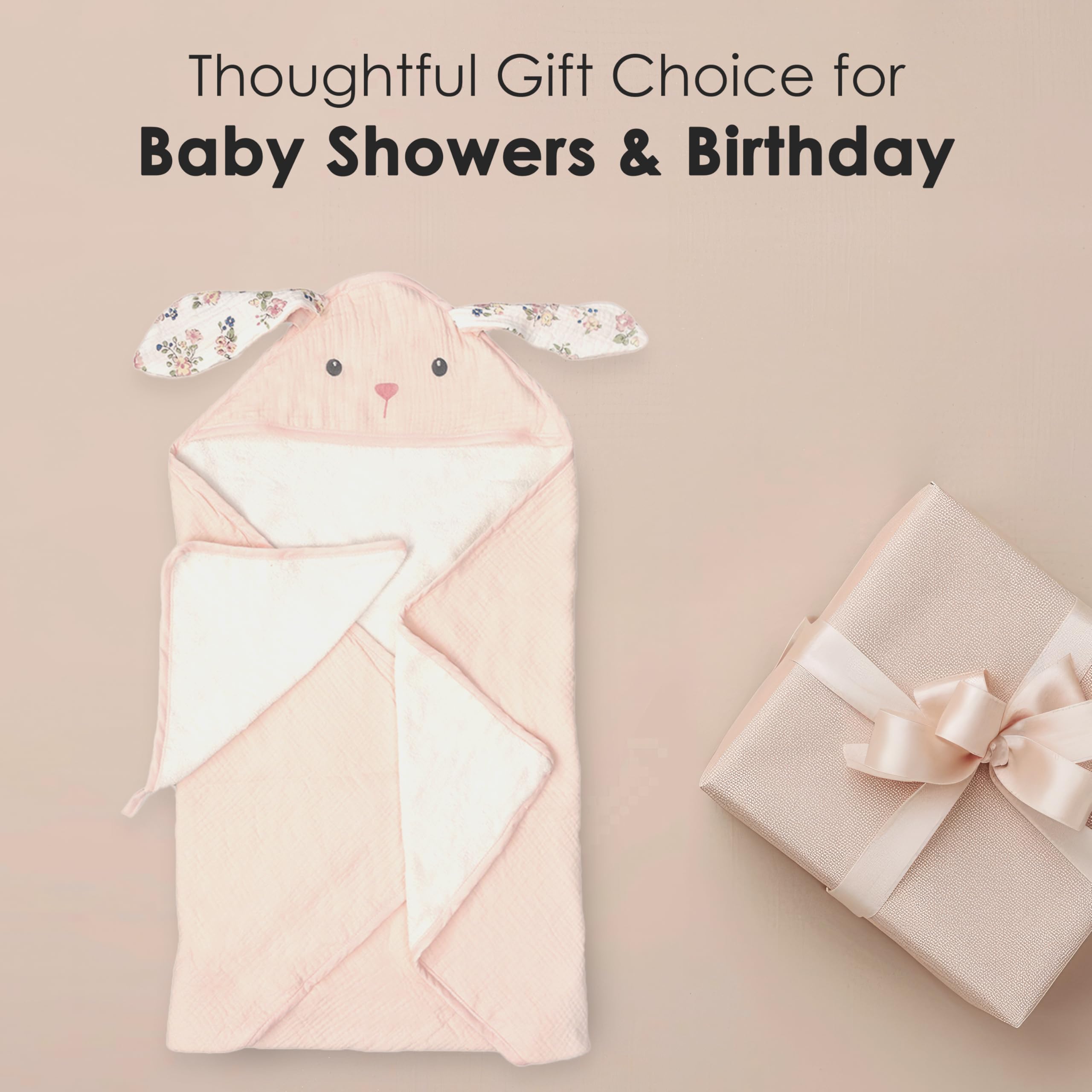 MON AMI Ensemble serviette de bain à capuche et gant de toilette pour bébé de 0 à 18 mois, serviette de bain en coton doux de qualité supérieure, serviette de bain pour tout-petits, pour fête