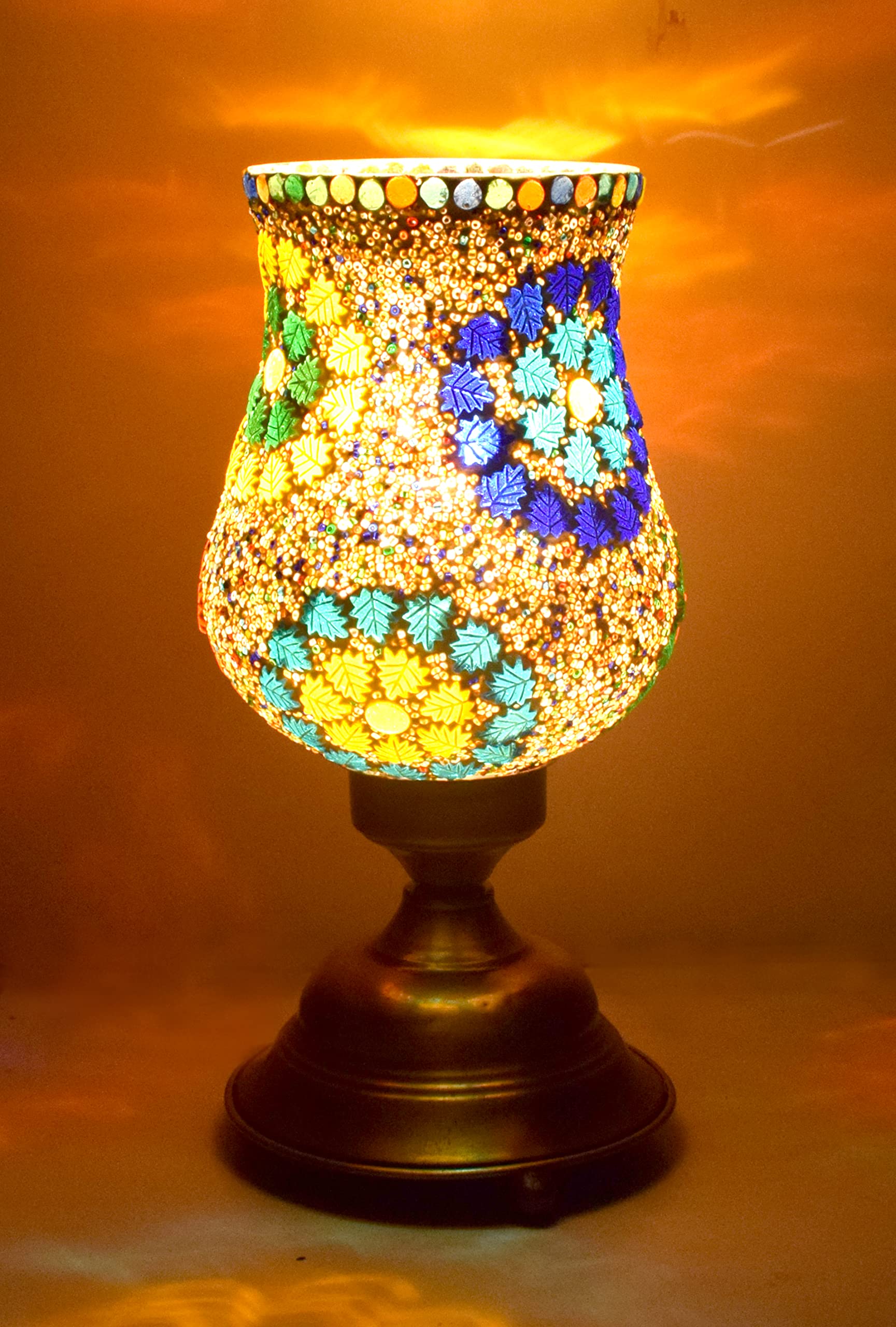 CRAFTVERRE Mosaic Design Glass Shade Table Lamp for Home/Office Decoration (Bulb Not Included) (T09)