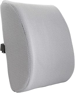 Memory Foam Lumbar Pillow Cushion, Car Back Support Cushion Lumbar Support for Office Chair, Car Seat, Recliner, Ergonomics Orthopaedic Relieve Back Sciatica & Tailbone Pain (Grey)