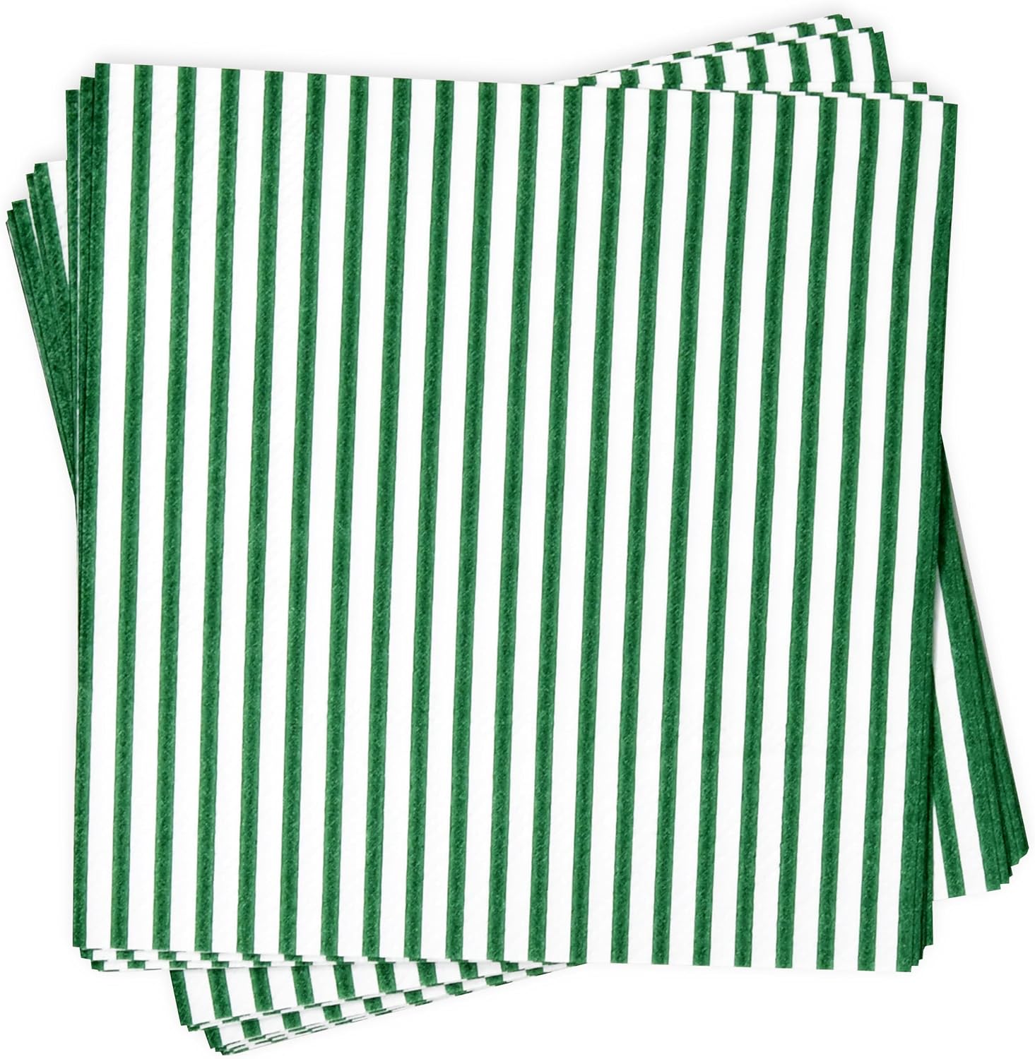 100 Pcs Green & White Stripe Cocktail Beverage Napkins Disposable Paper Thin Striped Dessert Napkin for Birthday Baby Shower Party Supplies Decor image 5