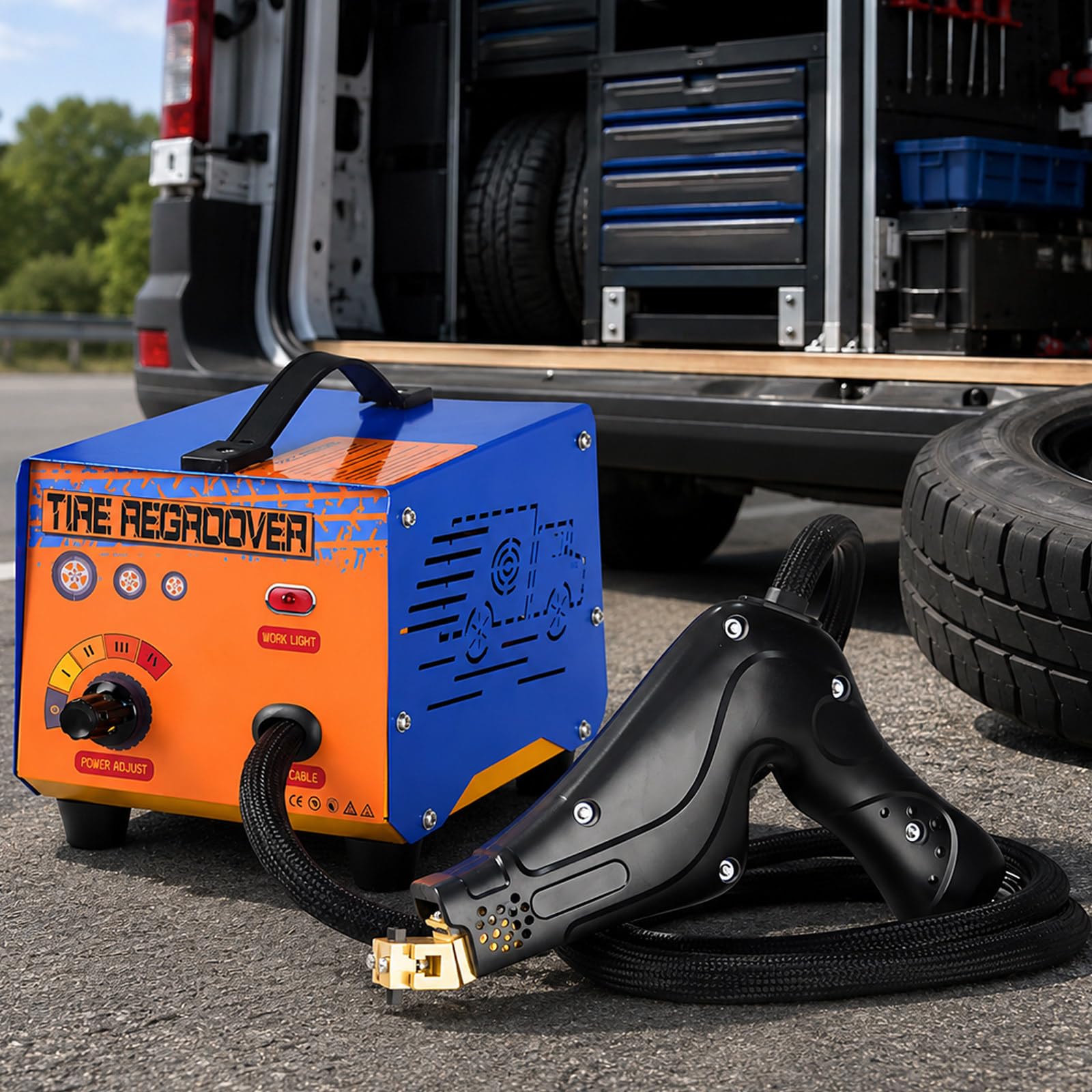 vnmudzeo 1000W Tire Grooving Machine,w/10 U/V-Shaped Blades,4-Level Heat Adjustment,for Truck,Off-Road Tires,Custom Tread Grooves