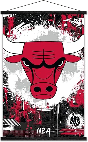 Trends International NBA Chicago Bulls - Póster de pared con logotipo Maximalist 23, 22.37 x 34.00 pulgadas, paquete de impresión y colgador negro