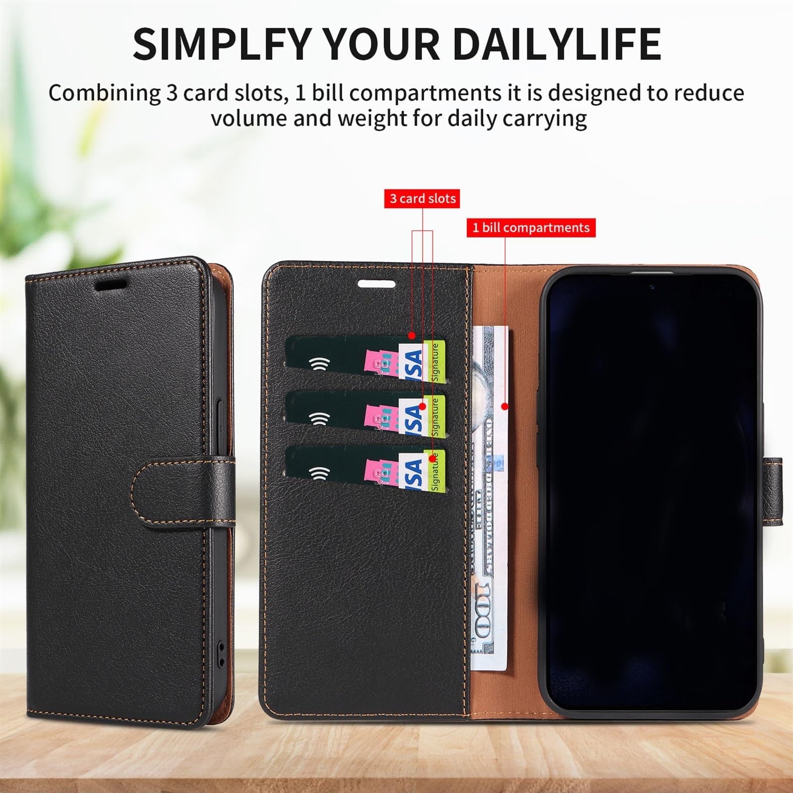 Funda Tipo Cartera para Samsung Galaxy S24/S24 Plus/S24 Ultra, Funda magnética de Piel sintética con función Atril, Funda Suave al Tacto con Ranura para Tarjetas,S24,Purple