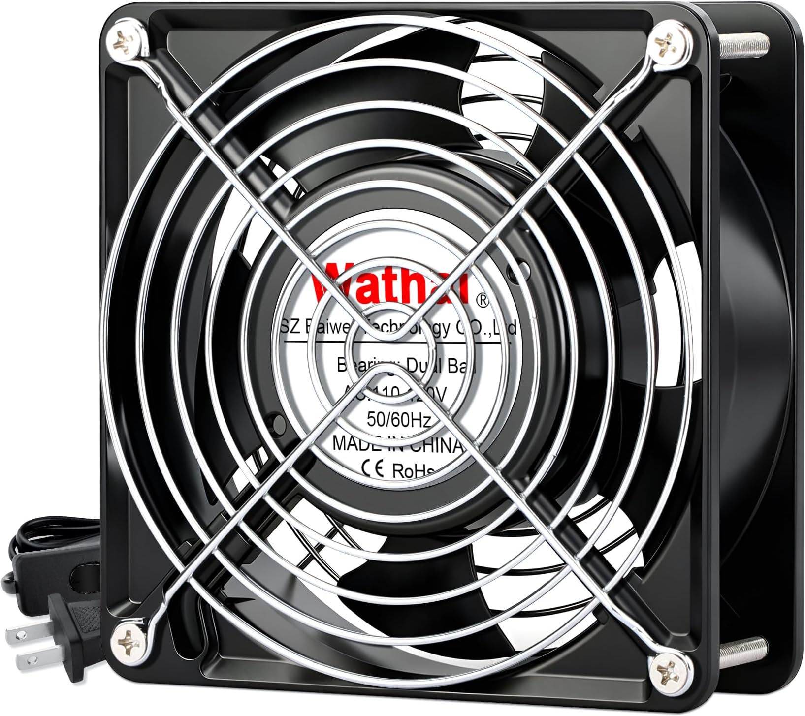 Wathai AC 12038 120mm x 38mm 110V 120V Dual Ball Metal Cooling Axial Fan High Airflow