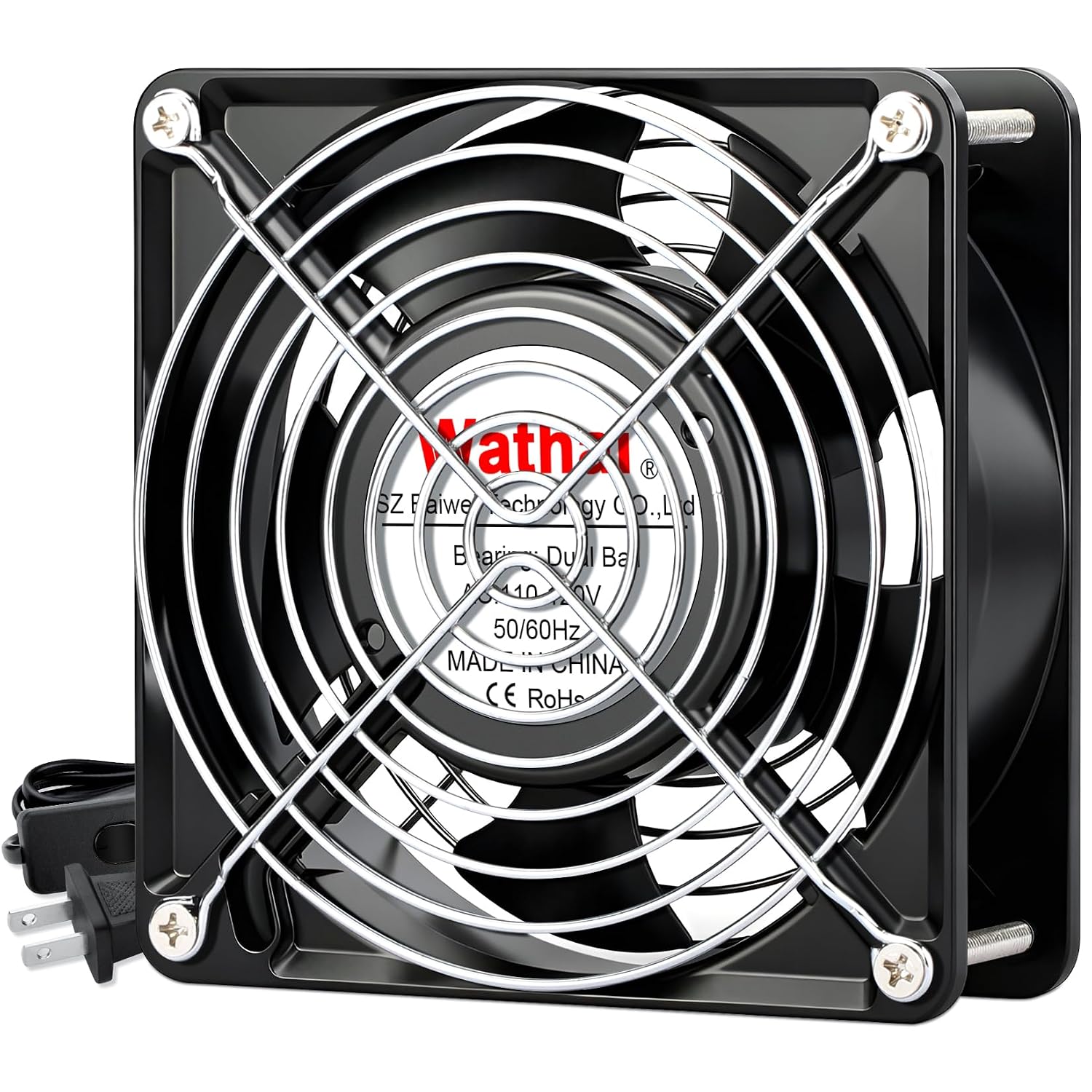 Detailed specifications and dimensions of the Wathai AC 12038 fan.