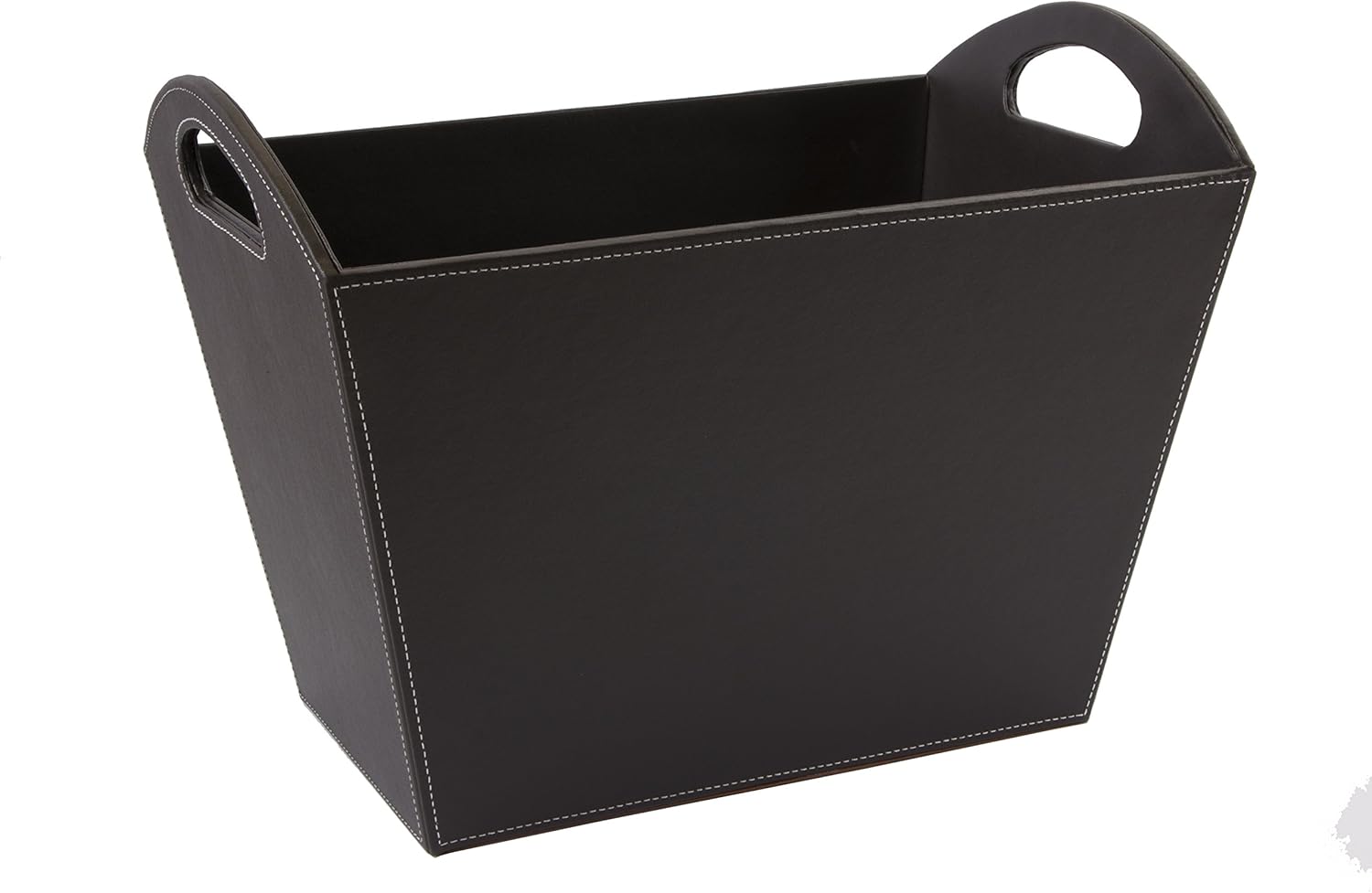 OSCO Brown Faux Leather Magazine Basket Newspaper Rack Storage Bin