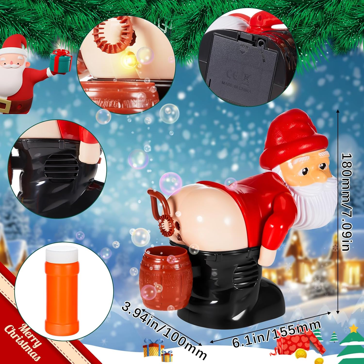 2 Pcs Christmas Santa Claus Bubble Machine Automatic Blowing Machine Santa Blower with Music Flashing Lights for Xmas Gift Indoor Outdoor Activity(Red)