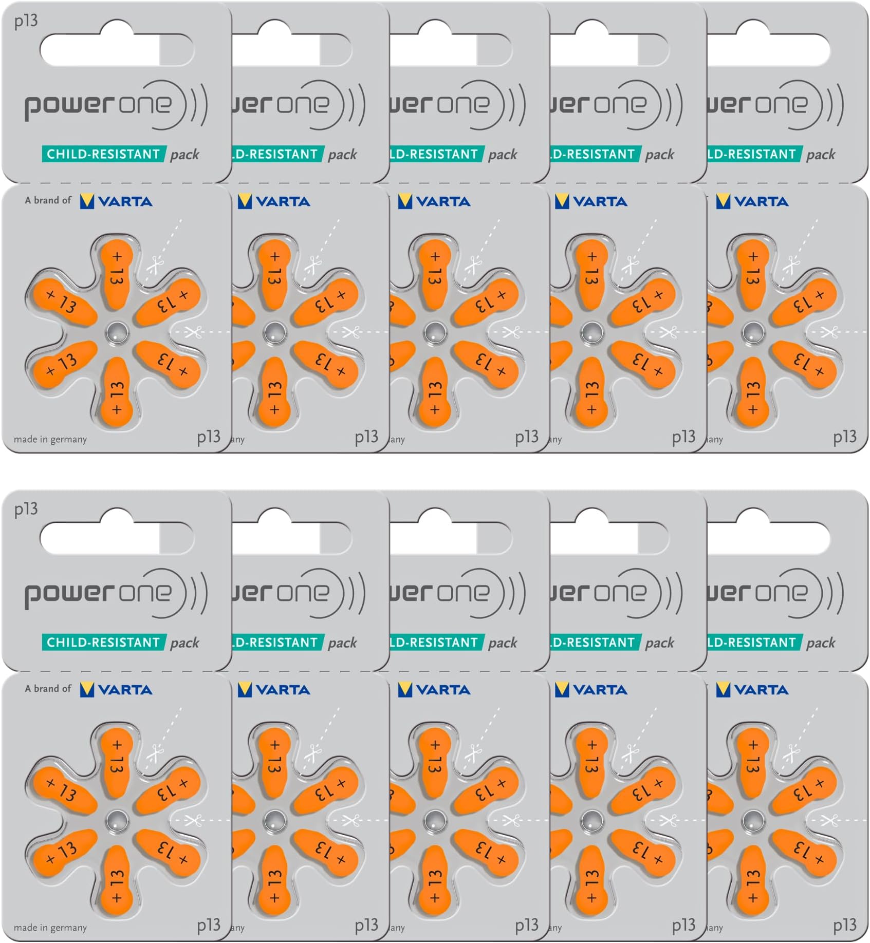60 Powerone Mercury Free Hearing Aid Batteries Size: 13 By Powerone