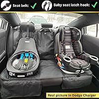 Vista 3 de Protector de Asiento para Auto, Funda para Asientos de Niños en Coches Impermeable, 3 Cinturones Traseros Funcionales, Cojín para Asiento de Bebé