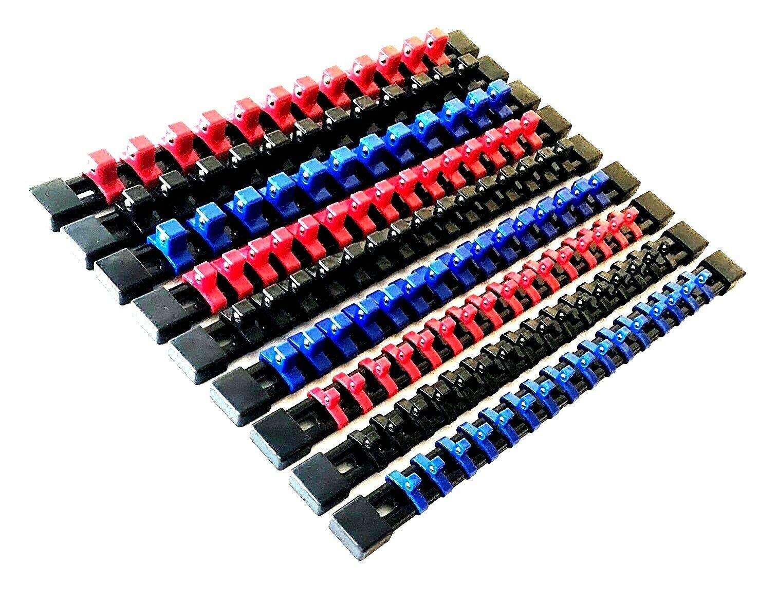 shueysales 9pc MOUNTABLE Socket Rail Rack Holder Set 129 Clips 1/4