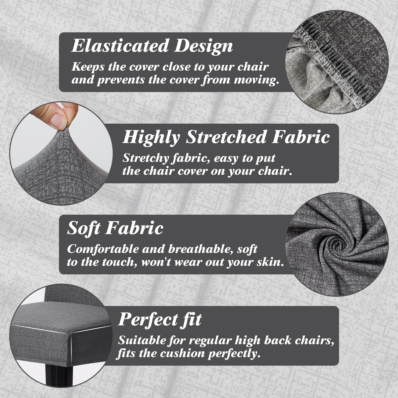 Betylifoy Lot De 4 Housses De Chaise Stretch Extensibles - Lavables, Universelles - Pour Salle à Manger, Mariage, Restaurant (Café