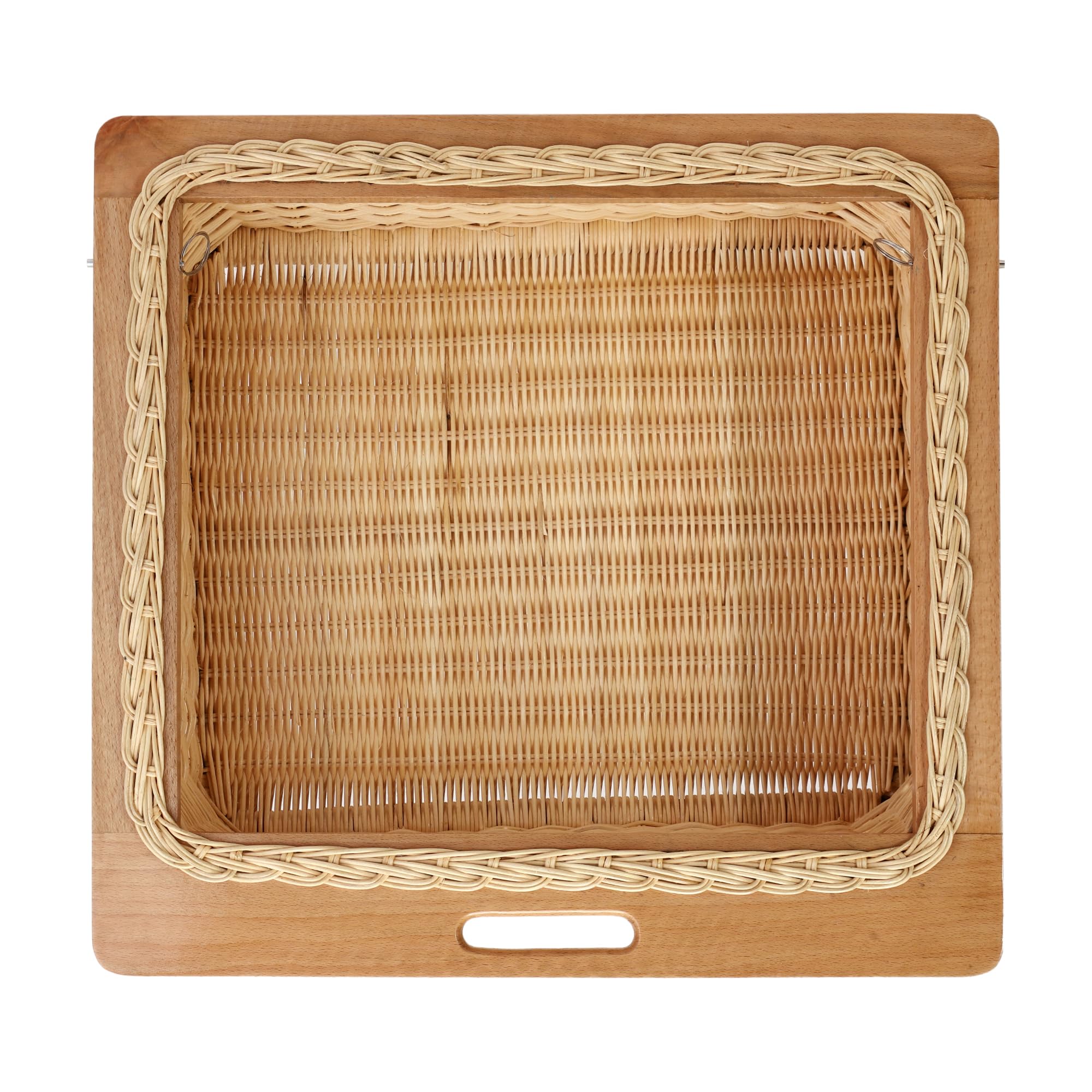 wudflex Wicker Rectangular Basket For Modular Kitchen For Vegetables And Fruits Storage (Size: 22 W Inches Including Channel) (22" W X 20" L X 8" H),Beige-image-7