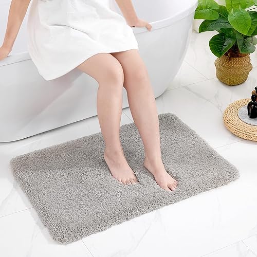 Miniatura 40 de Alfombra larga para suelo de baño de 24 x 70 pulgadas, color blanco antideslizante, esponjosa, lavable, absorbente, para ducha y lavabo