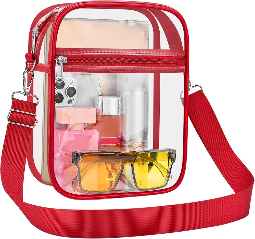 USPECLARE Clear Purse for Stadium Events Transparent Messenger Bag | Stadium Approved Clear Crossbody Bag with Adjustable Straps for Men and Women for Concerts, Game Days, Outdoor Events