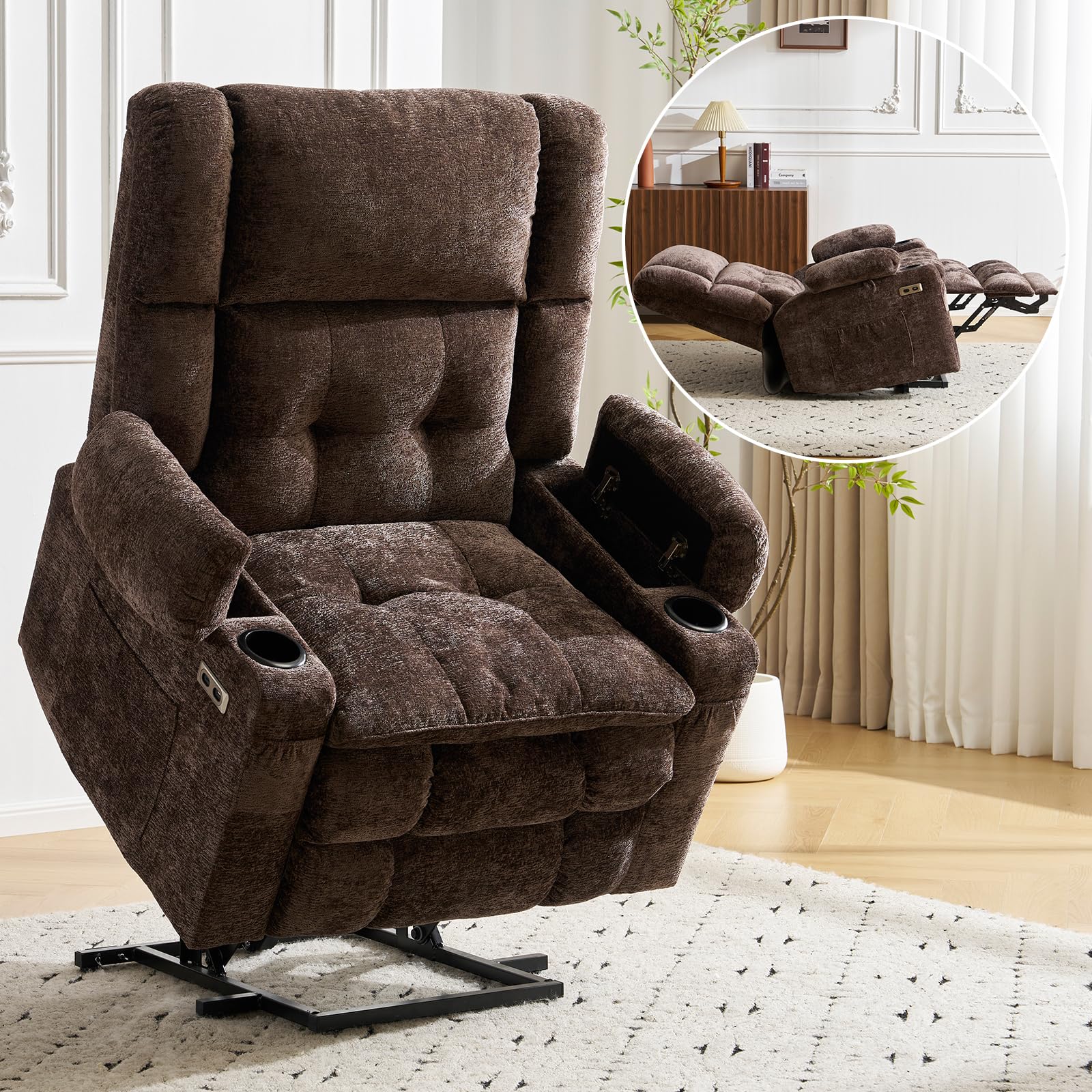 Rhevoy Oversized Power Recliner Coffee