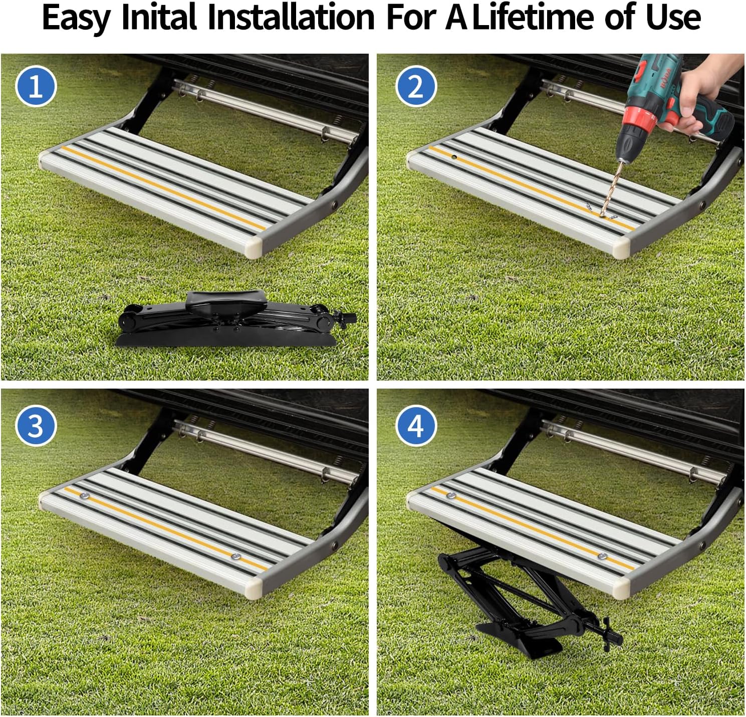 RV Step Stabilizer Kit, Suitable for 5th Wheels RV, Travel Trailers, RV Step, Camper Step, Adjustable Height, Foldable and Easy to Install