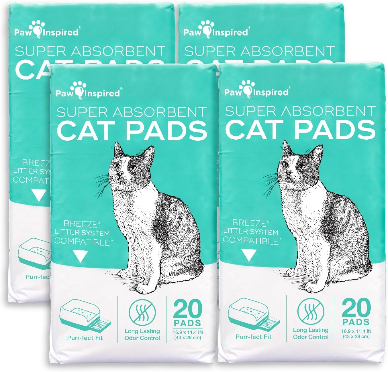 Cat Pads | Generic Refill for Breeze Tidy Cat Litter System | Cat Liner Pads for Litter Box | Quick-Dry, Super Absorbent, Leak Proof | 16.9"x11.4" (Original, 80 Count)