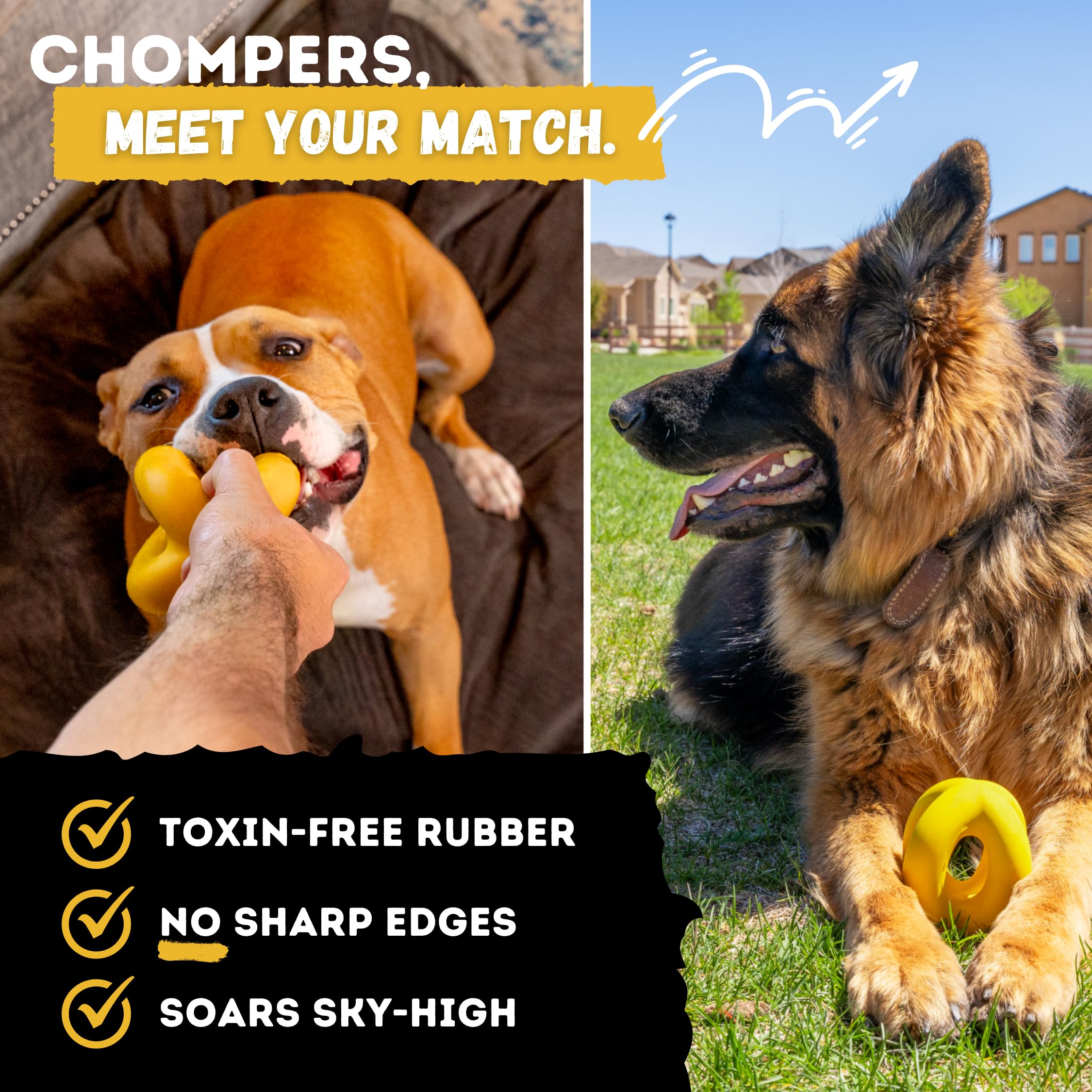 WoofBite Indestructible Ring Ball, Lifetime Replacement, Strong, Tough, Aggressive Chewers, Medium Large Breed - Image 3