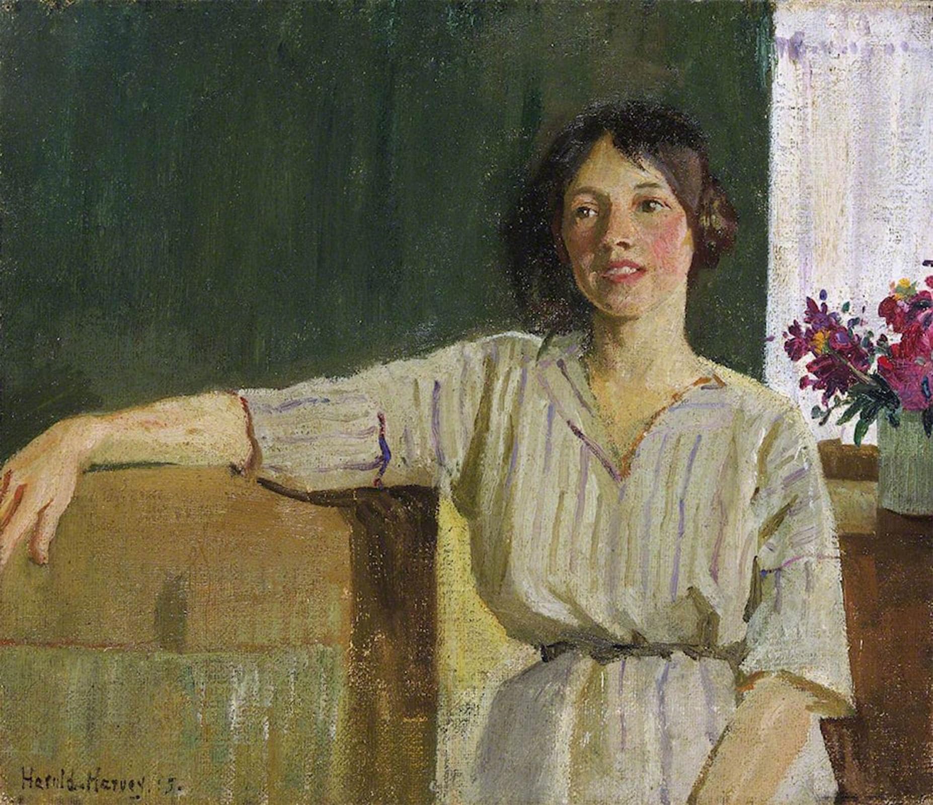 POSTERIIk Famous Modern Artwork Art Mural the Artist's Model Newlyn by Harold Harvey Oil Paintings Pictures for Home Decor 60x90cm