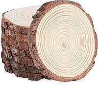 Vista 12 de ilauke Rebanadas de Madera, 10 Piezas de 3.5"-4" de Madera Natural Redondas, Círculos de Madera con Corteza, Kit de Madera Sin Terminar