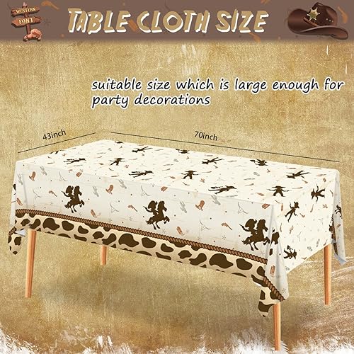 Miniatura 2 de Haimimall Manteles de vaquero para baby shower, decoración de fiesta occidental, funda de mesa rectangular desechable de plástico para niños, baby